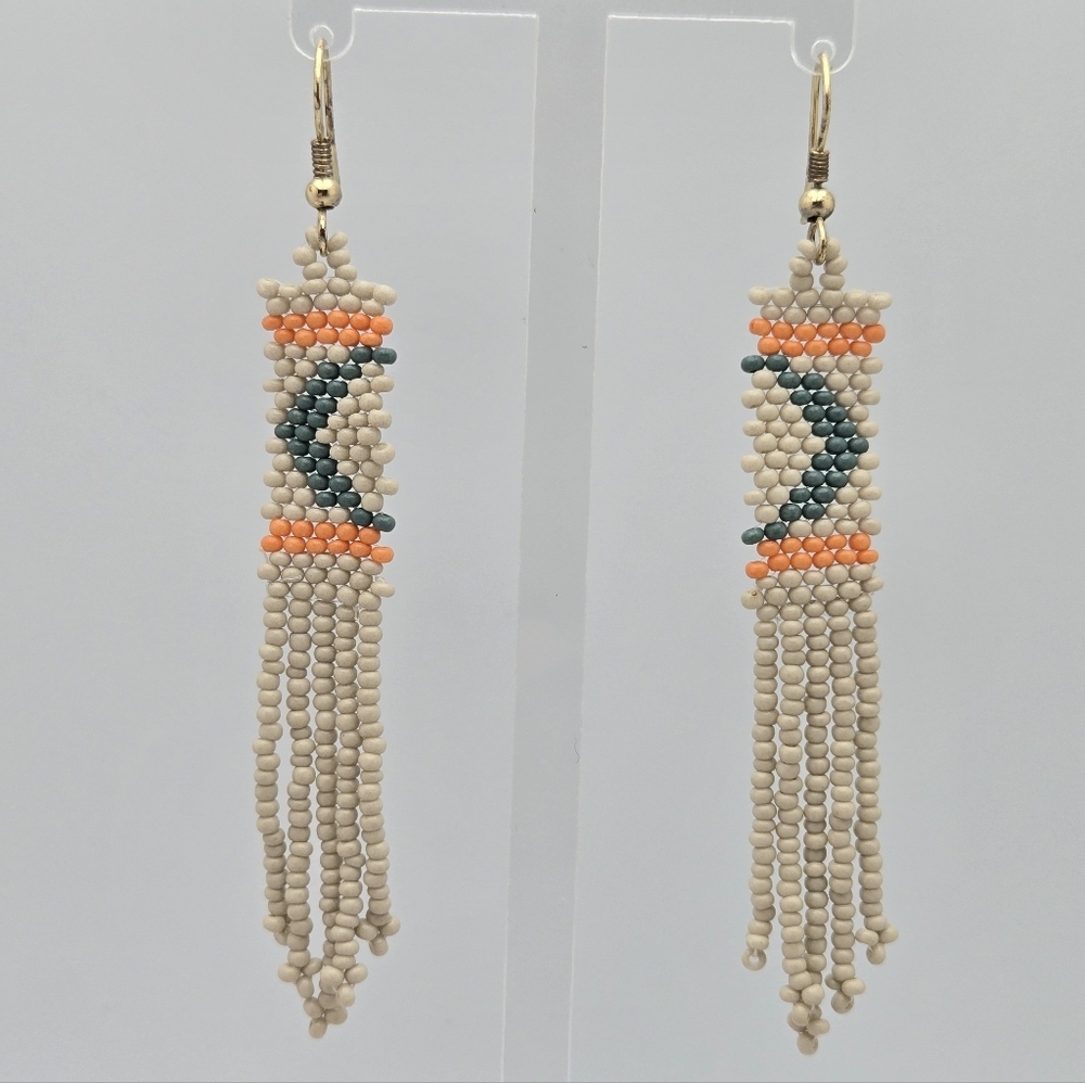 Ink + Alloy Handmade Iceland Arrow Seed Bead Designer Earrings 3.5''